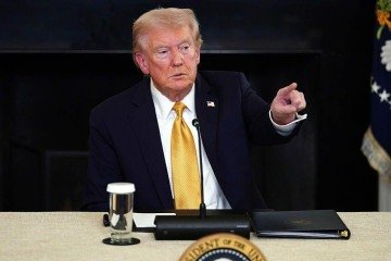 Líderes de 12 países latino-americanos se reuniram com Trump em março, na cúpula do Escudo das Américas, realizada na Flórida -  (crédito: Casa Branca/Daniel Torok)