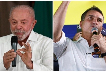 Lula e Fl&aacute;vio Bolsonaro abrem o segundo turno das elei&ccedil;&otilde;es presidenciais com empate t&eacute;cnico nas pesquisas -  (crédito: Evaristo Sa / AFP e Sergio Lima / AFP)