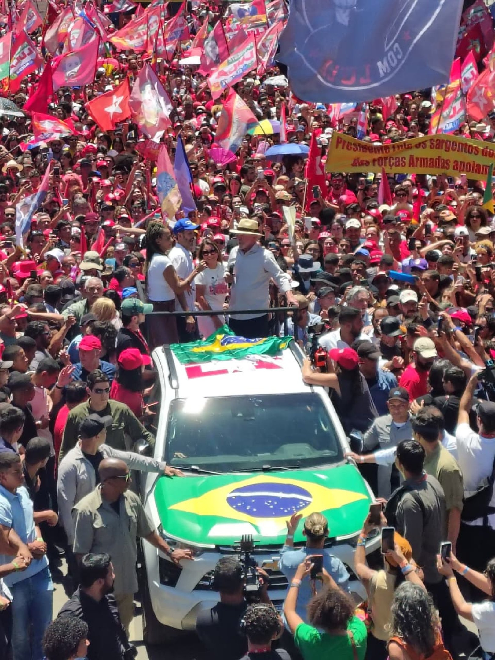 Lula e Grass em ato de campanha em Ceil&acirc;ndia