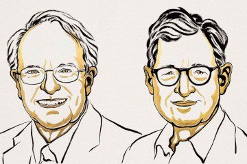 Robert E. Hall e Michael Woodford. -  (crédito: Nobel Prize)
