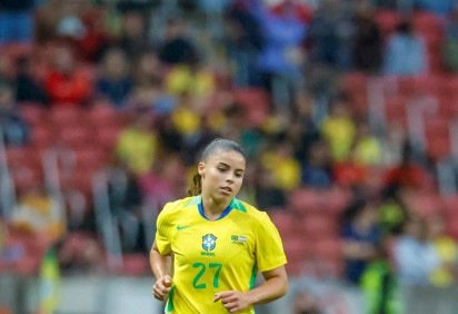 Clarinha realizou o sonho da estreia com a camisa da Sele&ccedil;&atilde;o Brasileira -  (crédito: Luciana Vermell/CBF) -Clarinha realizou o sonho da estreia com a camisa da Sele&ccedil;&atilde;o Brasileira -  (crédito: Luciana Vermell/CBF)