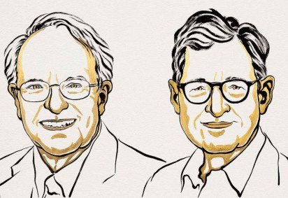 Robert E. Hall e Michael Woodford. -  (crédito: Nobel Prize)