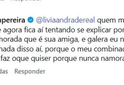 Campeão do UFC surpreende ao falar de relação com Lívia Andrade: 'Quem mandou fazer merenda?' -  (crédito: TMJBrazil) -Campeão do UFC surpreende ao falar de relação com Lívia Andrade: 'Quem mandou fazer merenda?' -  (crédito: TMJBrazil)