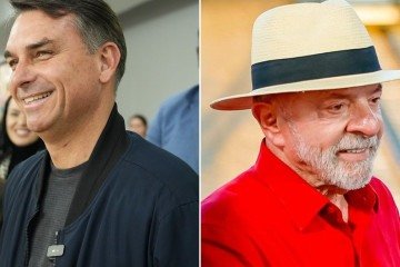Na pesquisa espontânea, em que os nomes dos candidatos não são apresentados, Flávio Bolsonaro é citado por 45,6% dos entrevistados, e Lula, por 44,1% -  (crédito: Charles Vieira e Ricardo Stuckert)