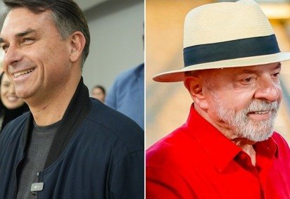 Fl&aacute;vio Bolsonaro e Lula em simula&ccedil;&atilde;o de segundo turno, cen&aacute;rio abordado por pesquisa Indexa/Broadcast -  (crédito: Charles Vieira e Ricardo Stuckert) -Fl&aacute;vio Bolsonaro e Lula em simula&ccedil;&atilde;o de segundo turno, cen&aacute;rio abordado por pesquisa Indexa/Broadcast -  (crédito: Charles Vieira e Ricardo Stuckert)