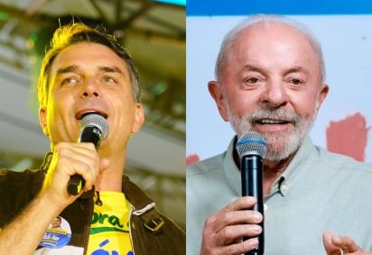 Flávio Bolsonaro e Lula falam à militância durante atos políticos no período eleitoral -  (crédito: Charles Vieira e Ricardo Stuckert) -Flávio Bolsonaro e Lula falam à militância durante atos políticos no período eleitoral -  (crédito: Charles Vieira e Ricardo Stuckert)