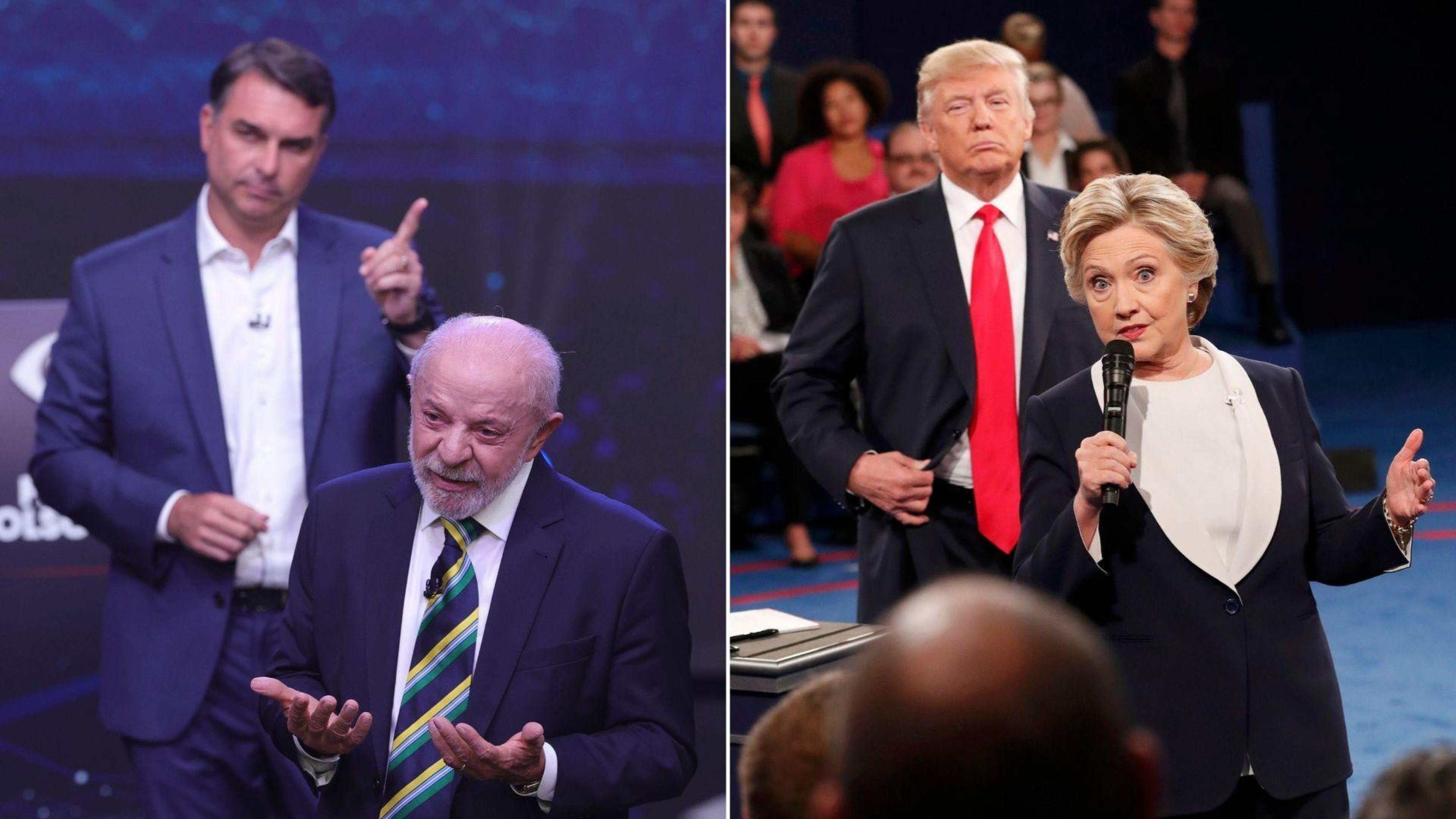 Flávio no debate: a estratégia de presença, intimidação e linguagem corporal que 'imitou' Trump