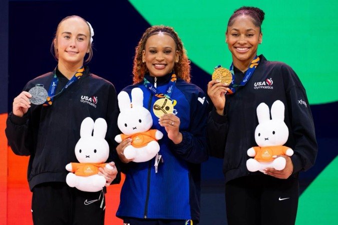 Premiação salto no Mundial de Ginástica