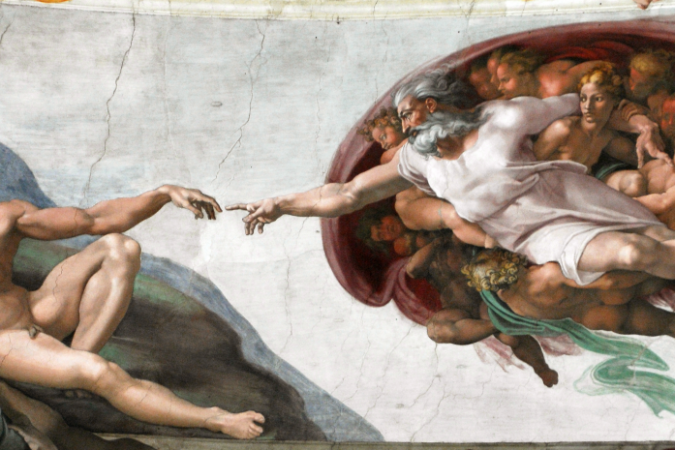 Outra obra que gera debate entre as correntes de pesquisadores do renascimento, A criação de Adão também faz parte dos afrescos da Capela Sistina - (crédito: Wikimedia Commons) Outra obra que gera debate entre as correntes de pesquisadores do renascimento, A criação de Adão também faz parte dos afrescos da Capela Sistina - (crédito: Wikimedia Commons)