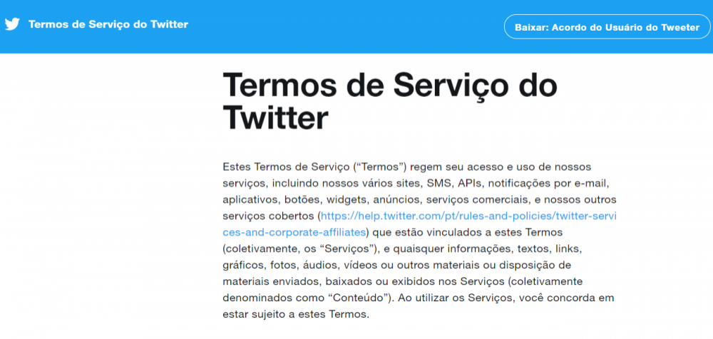 Termos de serviço do Twitter