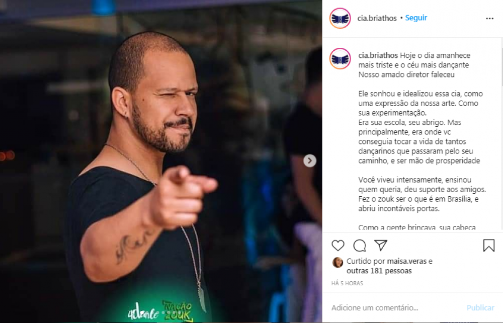 Homenagem da Cia Briathos ao idealizador Pedrinho Santos que morreu nesta sexta (18/12)