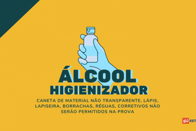 Álcool higienizador é item essencial para o Enem 2020