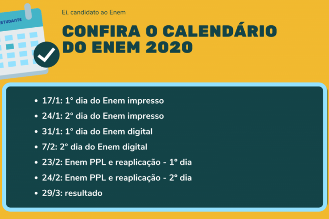 Calendário do Enem 2020