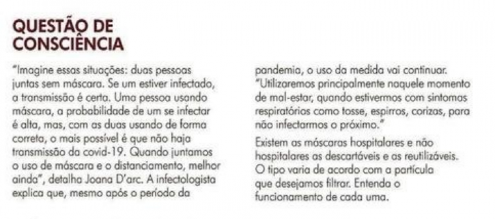 Importância do uso de máscaras