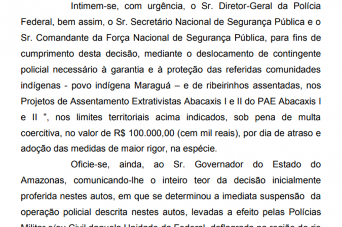 Desembargador intima Força Nacional e da Polícia Federal e comunica governador do AM