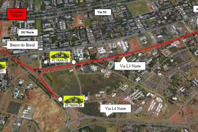 Largada da corrida será na altura da Quadra 5, no Setor de Autarquias Norte (SAUN) -  (crédito: Detran-DF/Divulgação)