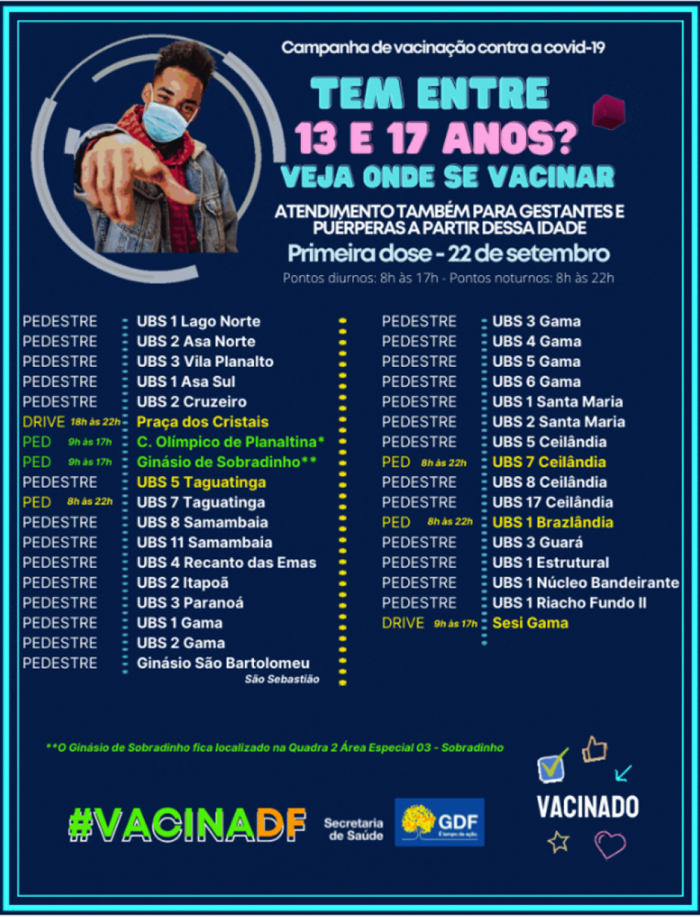 Vacinação para quarta-feira (22/9)