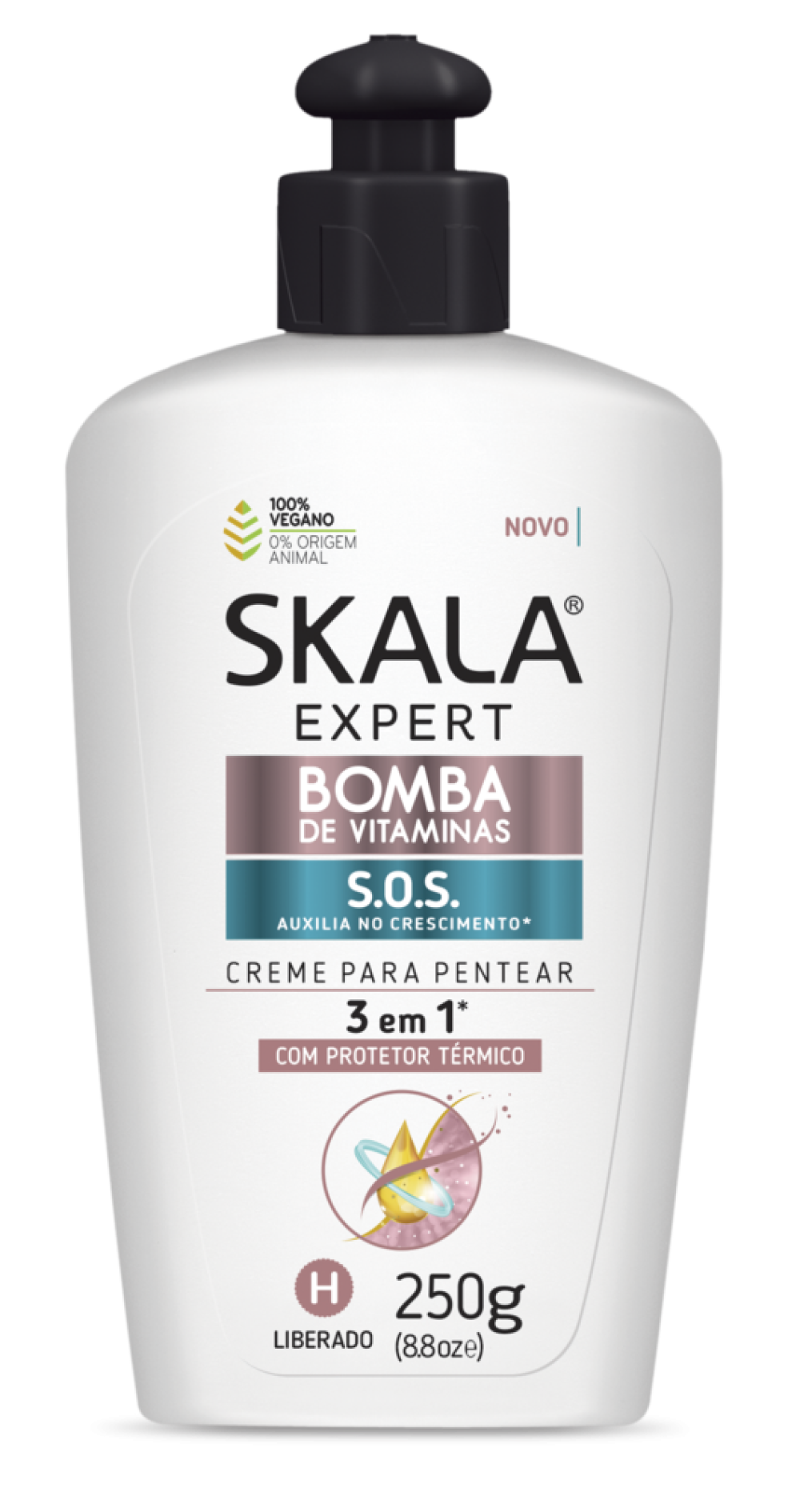 Cremes para Pentear 3 em 1 com protetor térmico, da Skala (R$ 9,90 cada)