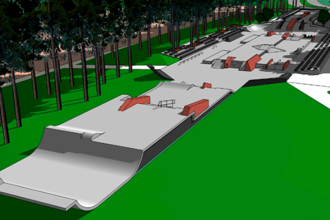 Espaço terá conjunto de pistas de skate com escadarias, corrimãos, ladeiras escavadas e jardins - (crédito: Seduh/Divulgação) Espaço terá conjunto de pistas de skate com escadarias, corrimãos, ladeiras escavadas e jardins - (crédito: Seduh/Divulgação)