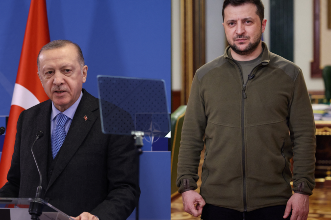 O presidente da Ucrânia, Volodymyr Zelensky, conversou com o presidente turco, Recep Tayyip Erdogan -  (crédito: AFP (montagem) )