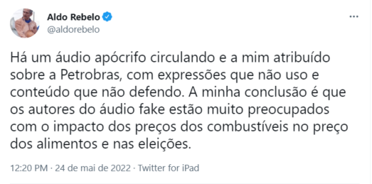 Aldo Rebelo nega autoria de áudio Aldo Rebelo nega autoria de áudio