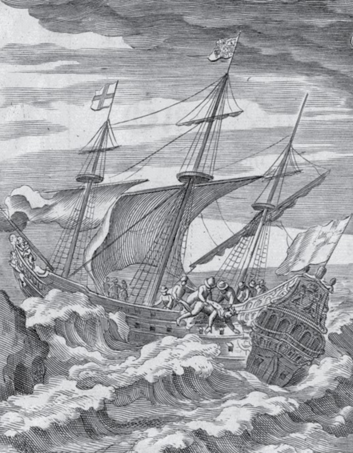 Imagem de livro e história sobre o naufrágio 