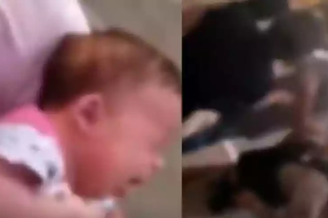 Criança foi atingida por gás de pimenta usado pela PM para conter confusão em Nova Serrana. - (crédito: Redes Sociais/Reprodução) Criança foi atingida por gás de pimenta usado pela PM para conter confusão em Nova Serrana. - (crédito: Redes Sociais/Reprodução)
