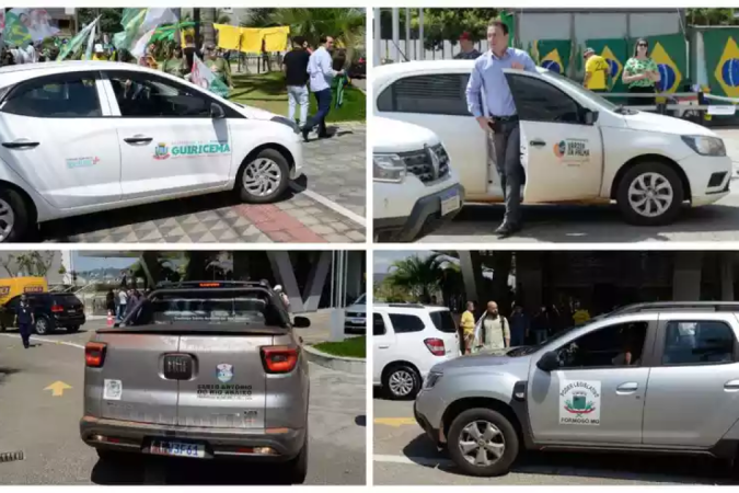 Carros oficiais das prefeituras de cidades mineiras chegam ao evento com o presidente Jair Bolsonaro - (crédito: Túlio Santos/EM/DA Press) Carros oficiais das prefeituras de cidades mineiras chegam ao evento com o presidente Jair Bolsonaro - (crédito: Túlio Santos/EM/DA Press)