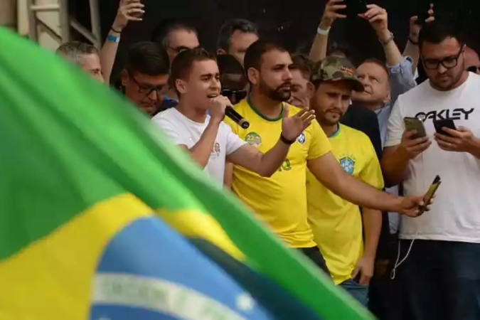 Nikolas Ferreira durante discurso em comício de Jair Bolsonaro em Juiz de Fora - (crédito: Túlio Santos/EM/DA Press) Nikolas Ferreira durante discurso em comício de Jair Bolsonaro em Juiz de Fora - (crédito: Túlio Santos/EM/DA Press)