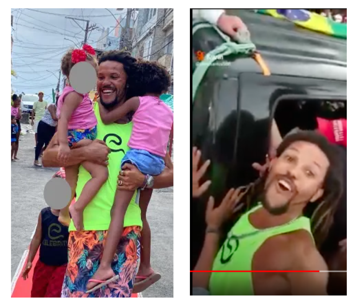 Anderson Mamede em ação social, com a mesma camiseta em que aparece no vídeo que viralizou 