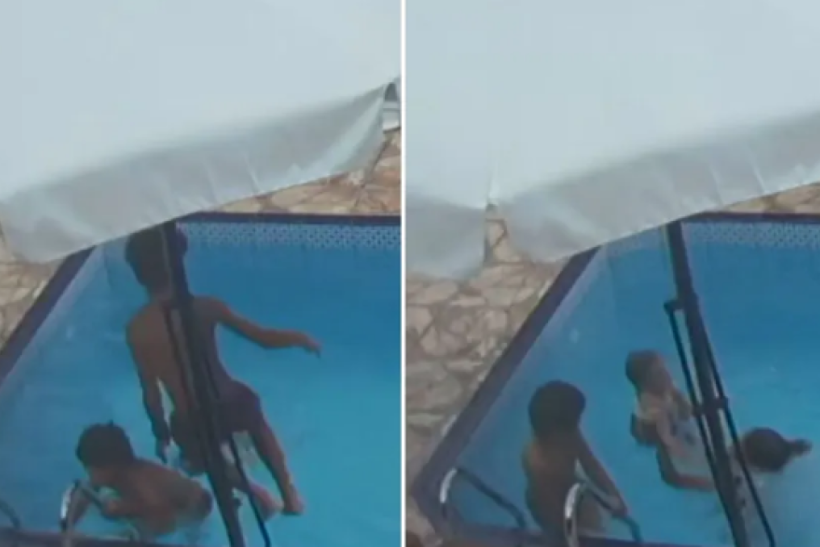 Garoto pula na piscina para salvar bebê 