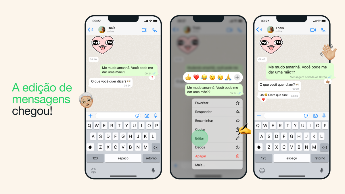 Nova atualização do WhatsApp permite editar mensagens
