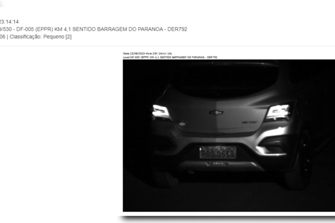 O veículo, um Chevrolet Onix, cor laranja e placa PBO-0558, estava no quilômetro 4,1 da via, sentido Barragem do Lago Paranoá - (crédito: Arquivo pessoal) O veículo, um Chevrolet Onix, cor laranja e placa PBO-0558, estava no quilômetro 4,1 da via, sentido Barragem do Lago Paranoá - (crédito: Arquivo pessoal)