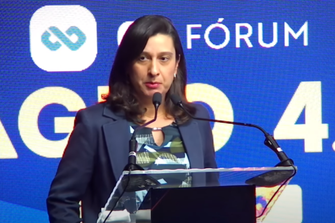 Isabela Gaya, coordenadora do programa de inovação da Agenda Brasileira de Desenvolvimento Industrial (ABDI), discursa na terceira edição do CB Fórum: Agro 4.0 31/8
