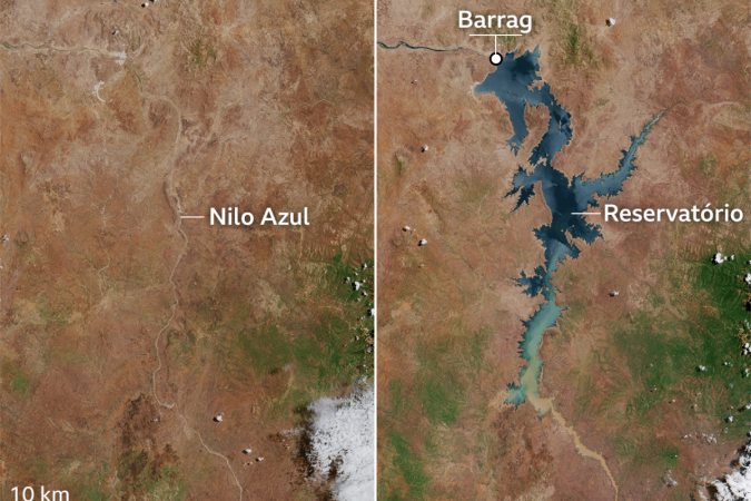O Egito está preocupado que a barragem reduza os níveis de água no Nilo - (crédito: BBC) O Egito está preocupado que a barragem reduza os níveis de água no Nilo - (crédito: BBC)