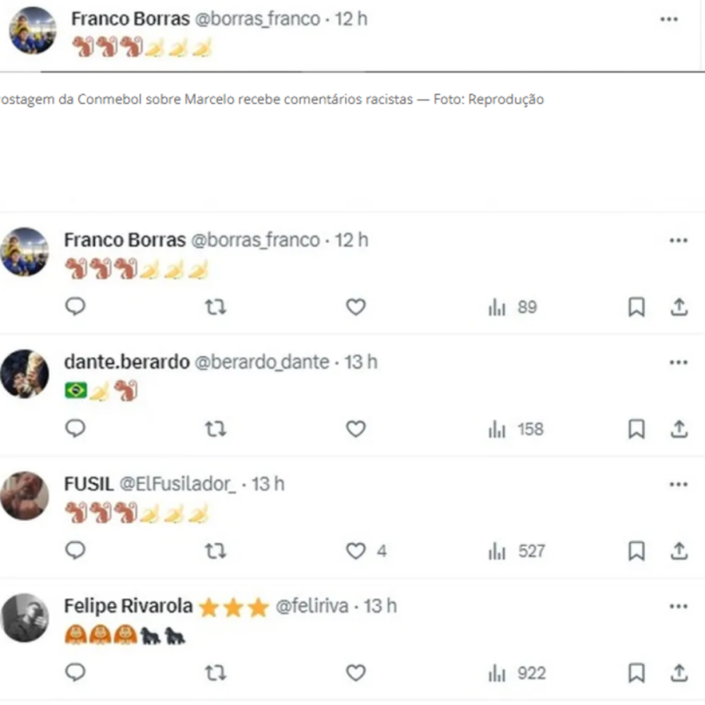 Marcelo é alvo de comentários racistas