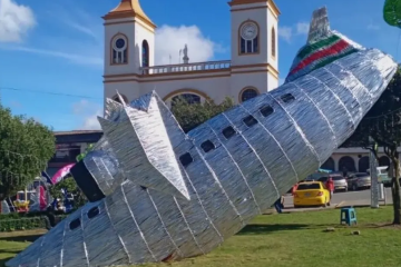 Aparentemente, foi retratada a parte dianteira da aeronave, 'embicada', ou seja, em contato com o solo -  (crédito: Reprodução/Twitter @BarbecueKingBR)