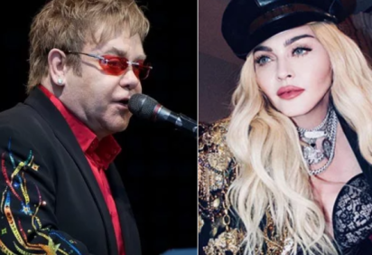 O cantor Elton John, um dos maiores da história, botou um ponto final na 'rixa' que manteve durante anos com a cantora Madonna. O FLIPAR mostrou e republica para quem não viu.  -  (crédito: Reprodução Instagram/Montagem)