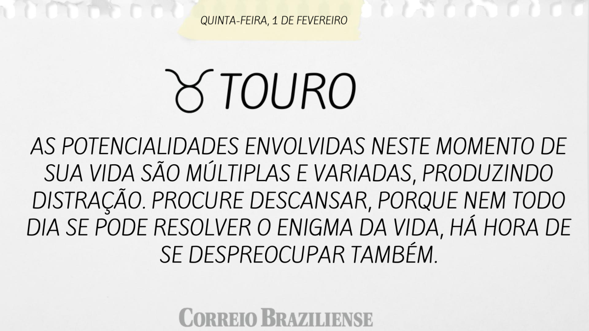 TOURO  | 1 DE FEVEREIRO