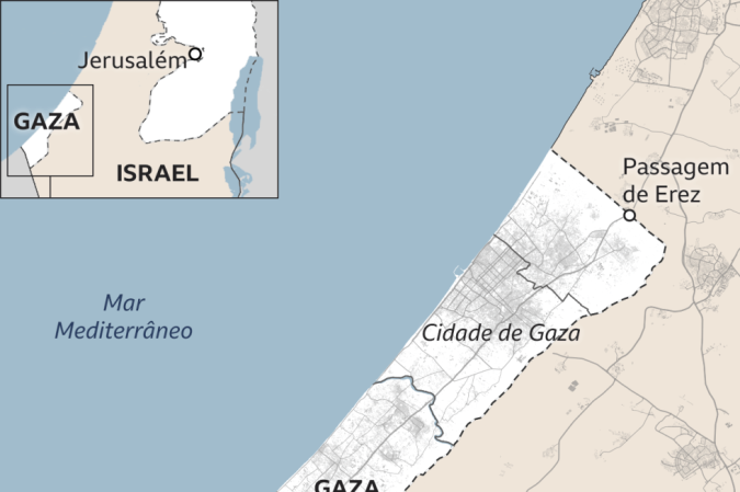 A maioria das pessoas que está em Rafah foi desalojada anteriormente devido a conflitos em outras partes de Gaza — e hoje vive em tendas -  (crédito: BBC)