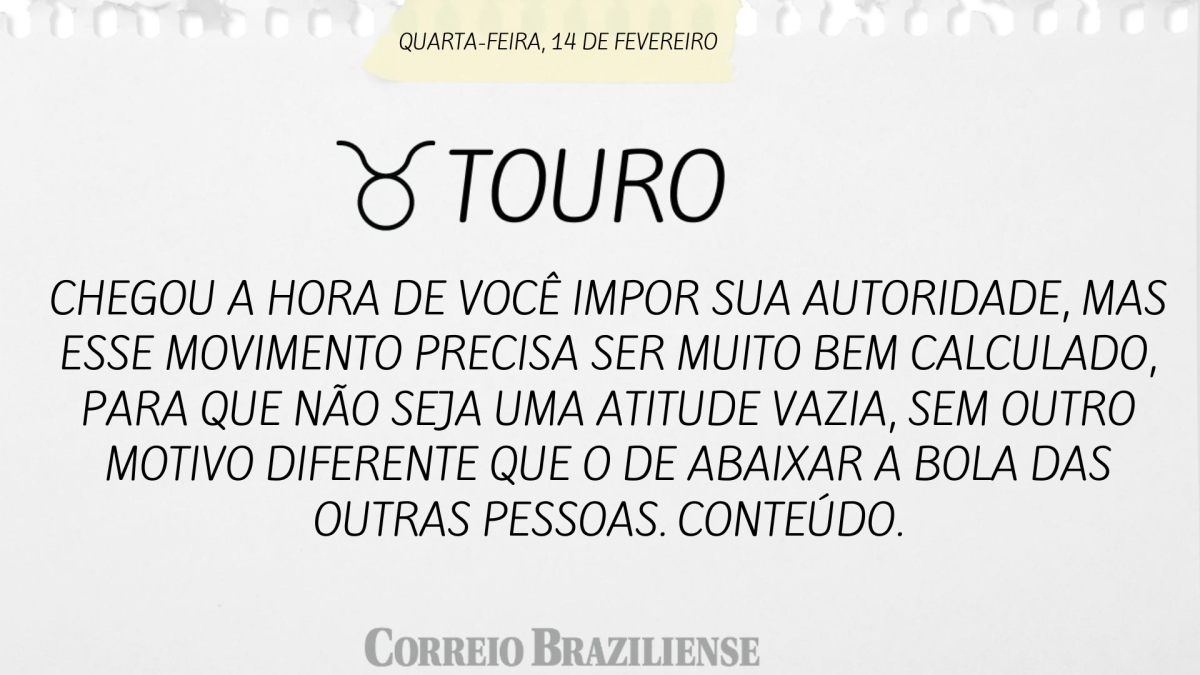 TOURO  | 14 DE FEVEREIRO