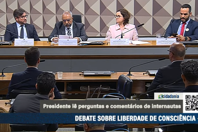 Liberdade de Consciência em concursos públicos foi tema discutido em comissão de direitos humanos do Senado - (crédito: Reprodução/Youtube @TVSenado) Liberdade de Consciência em concursos públicos foi tema discutido em comissão de direitos humanos do Senado - (crédito: Reprodução/Youtube @TVSenado)