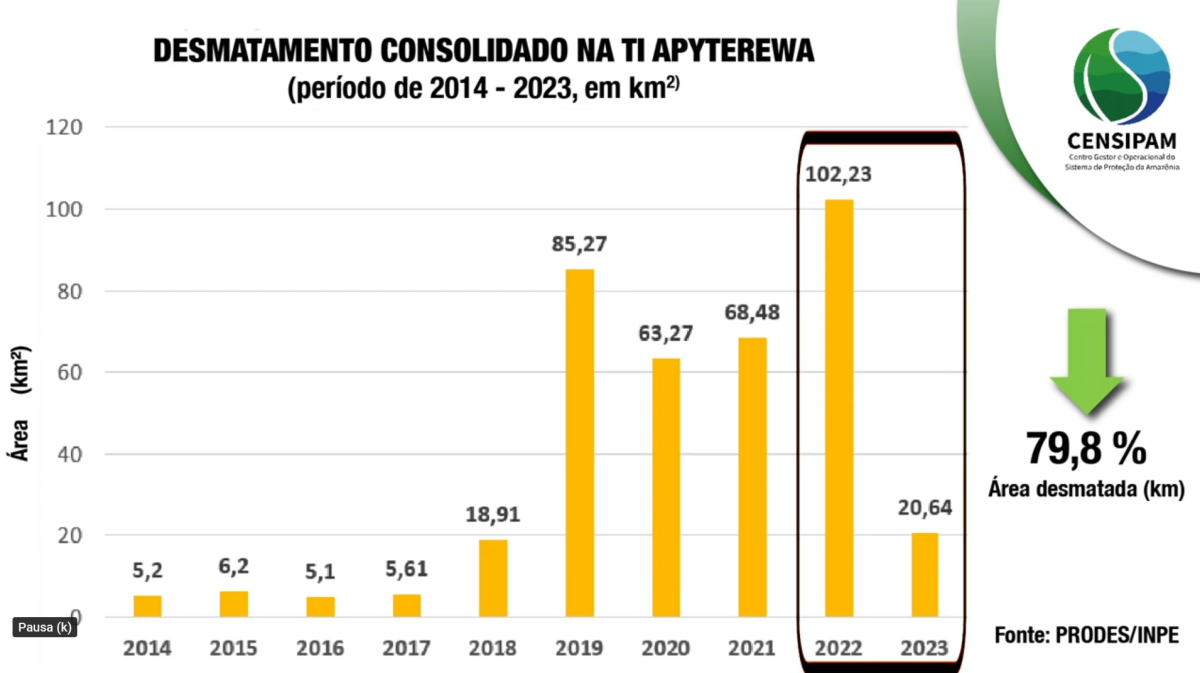Dados sobre desmatamento na Terra Indígena (TI) Apyterewa