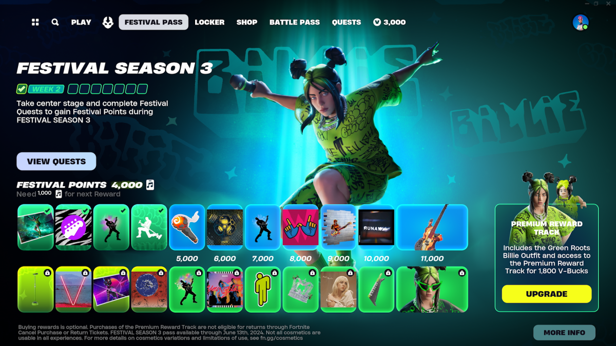 O passe conta com várias recompensas, sendo elas gratuitas ou pagas.