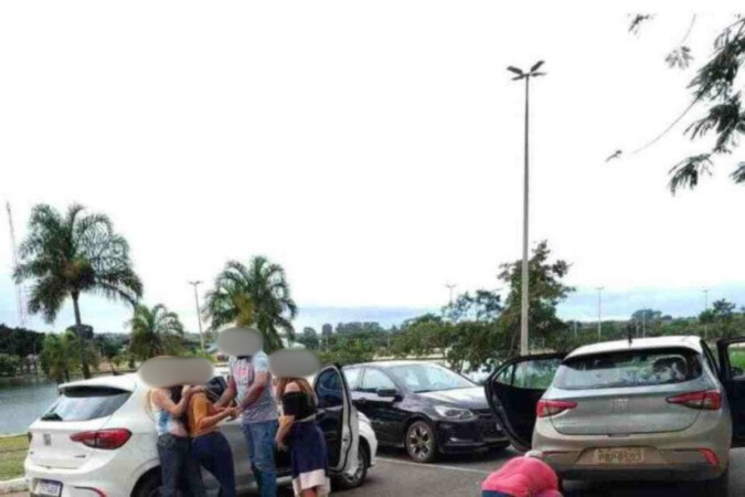 O casal foi perseguido nas proximidades do Lago de Brazlândia, onde os ex-policiais espancaram o atual namorado da moça. A Polícia Militar foi acionada e interveio  -  (crédito: Divulgação Polícia Civil )