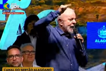 Lula discursou durante evento de ordem de serviço para levar água ao Sertão alagoano -  (crédito: Reprodução / TV Gov)