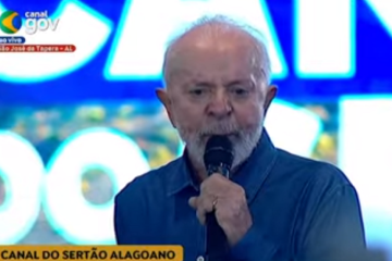 Lula discursa durante evento de ordem de serviço para levar água ao Sertão alagoano -  (crédito: Reprodução / TV Gov)