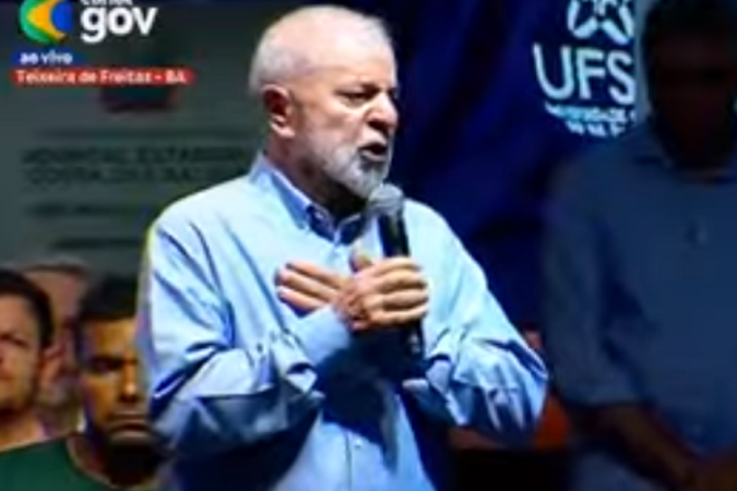 Lula discursa durante visita ao câmpus da UFSB no Sul da Bahia -  (crédito: Reprodução / TV Gov)