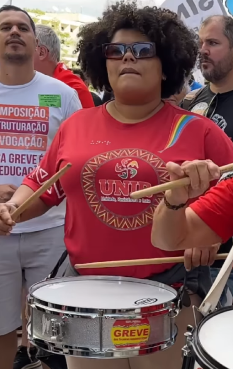 Protesto Sintfub MGI -  (crédito: Reprodução/Instagram @Sintfub)