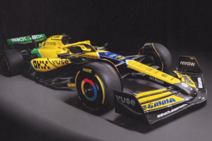 McLaren usará pintura nas cores do capacete de Ayrton Senna durante fim de semana em Mônaco -  (crédito: Divulgação/McLaren)